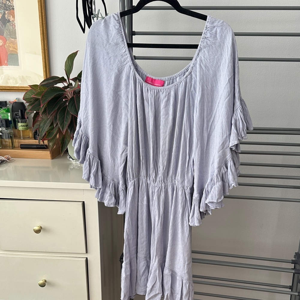 Chic Gray Ruffled Mini Dress